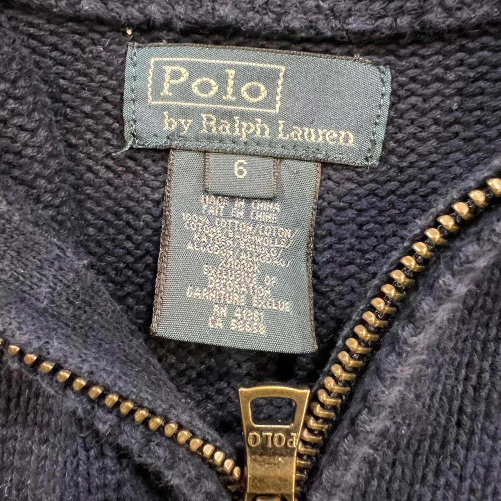 Polo Ralph Lauren Quarter Zip Big Pony Boys Sweater Preppy Warm Winter Sz 6 - Picture 7 of 12